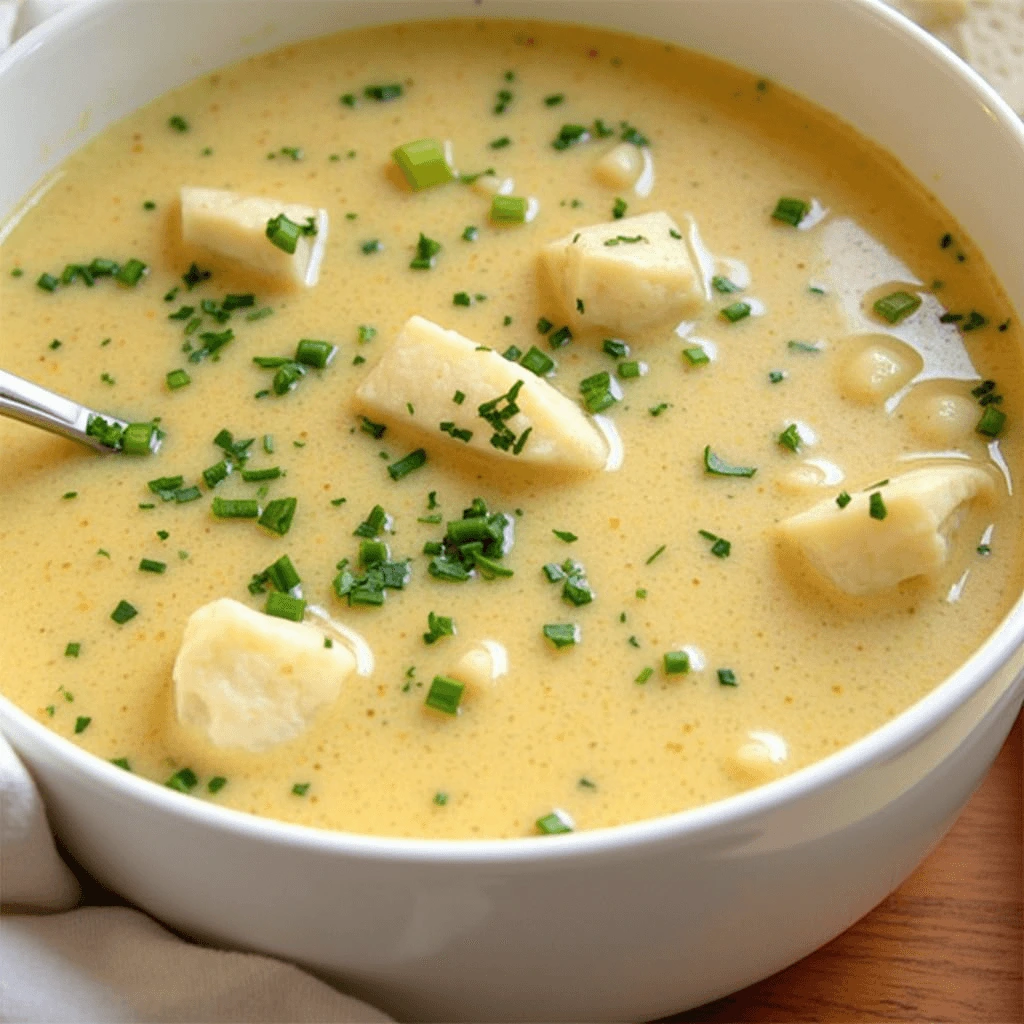 Delicious bowl of fish chowder with creamy broth, fresh fish, vegetables, and garnished with herbs