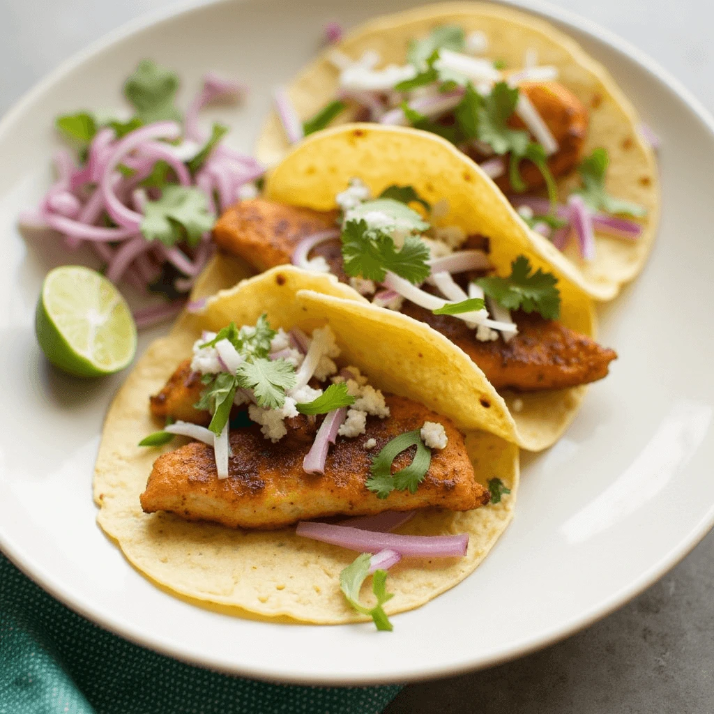 Healthy Grilled Fish Tacos on Lettuce Wraps with Avocado, Salsa, and Lime Crema