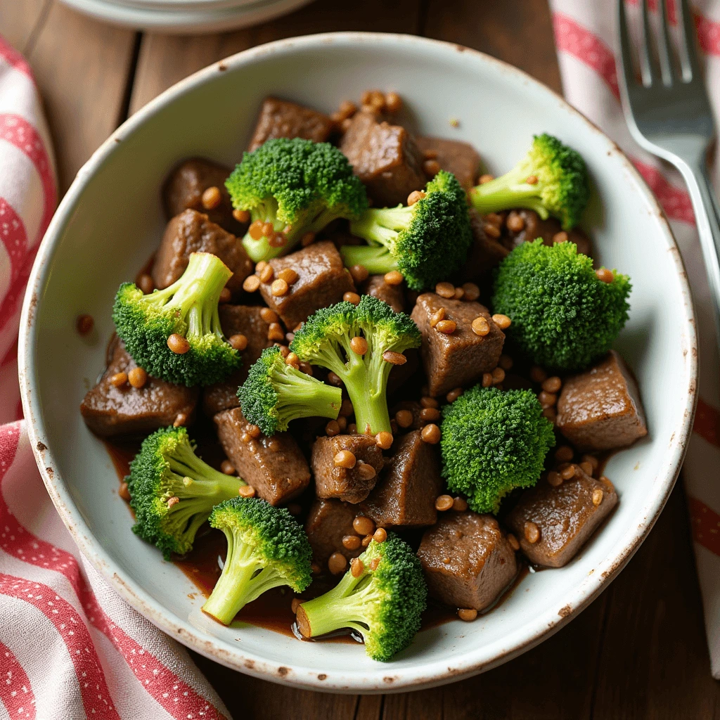  Sliced beef sizzling in a hot pan with garlic.