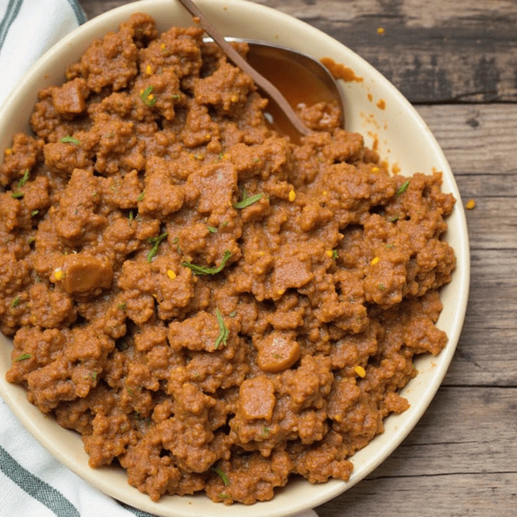 Crock pot ground beef recipes in a slow cooker with vegetables and herbs ready to serve
