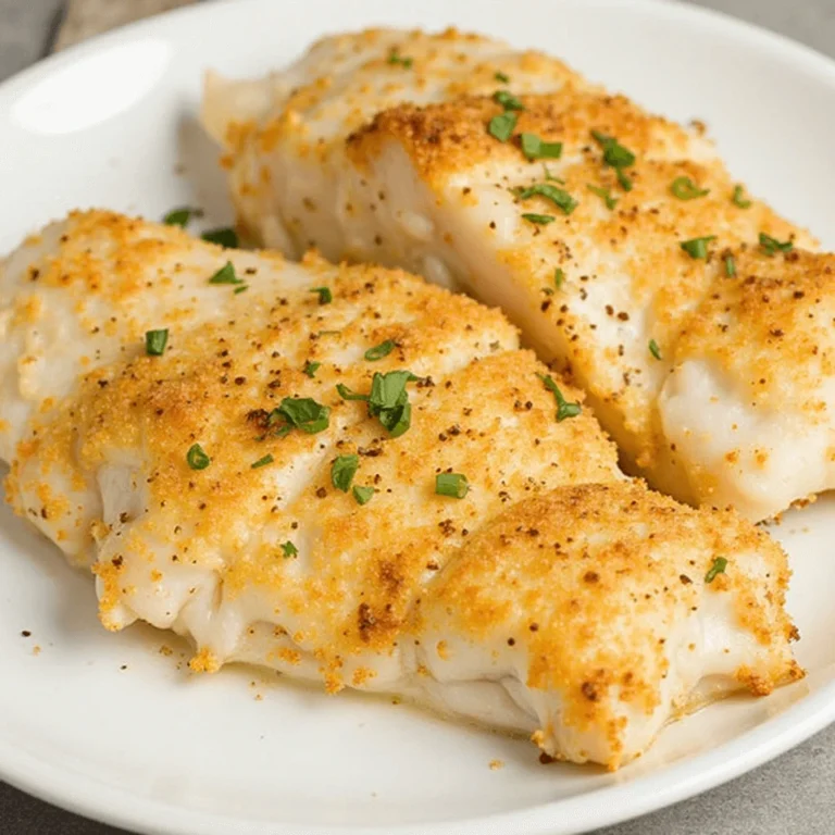Panko-crusted baked trout with a golden, crispy topping on a serving plate