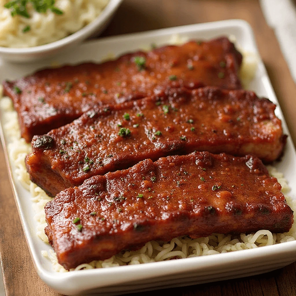 Raw boneless beef ribs recipe seasoned and ready for cooking