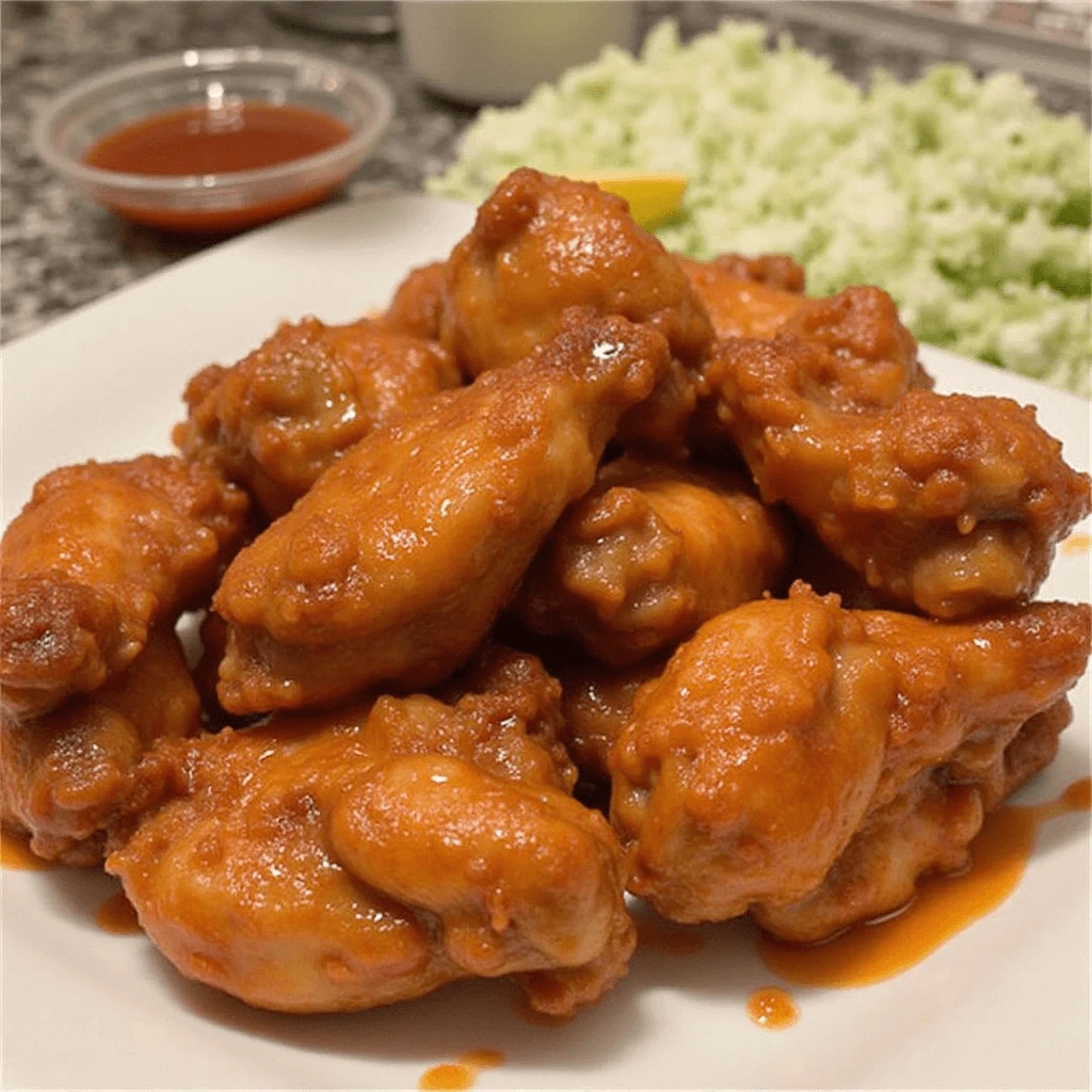 Baked cowboy butter chicken wings on baking sheet, ready to serve