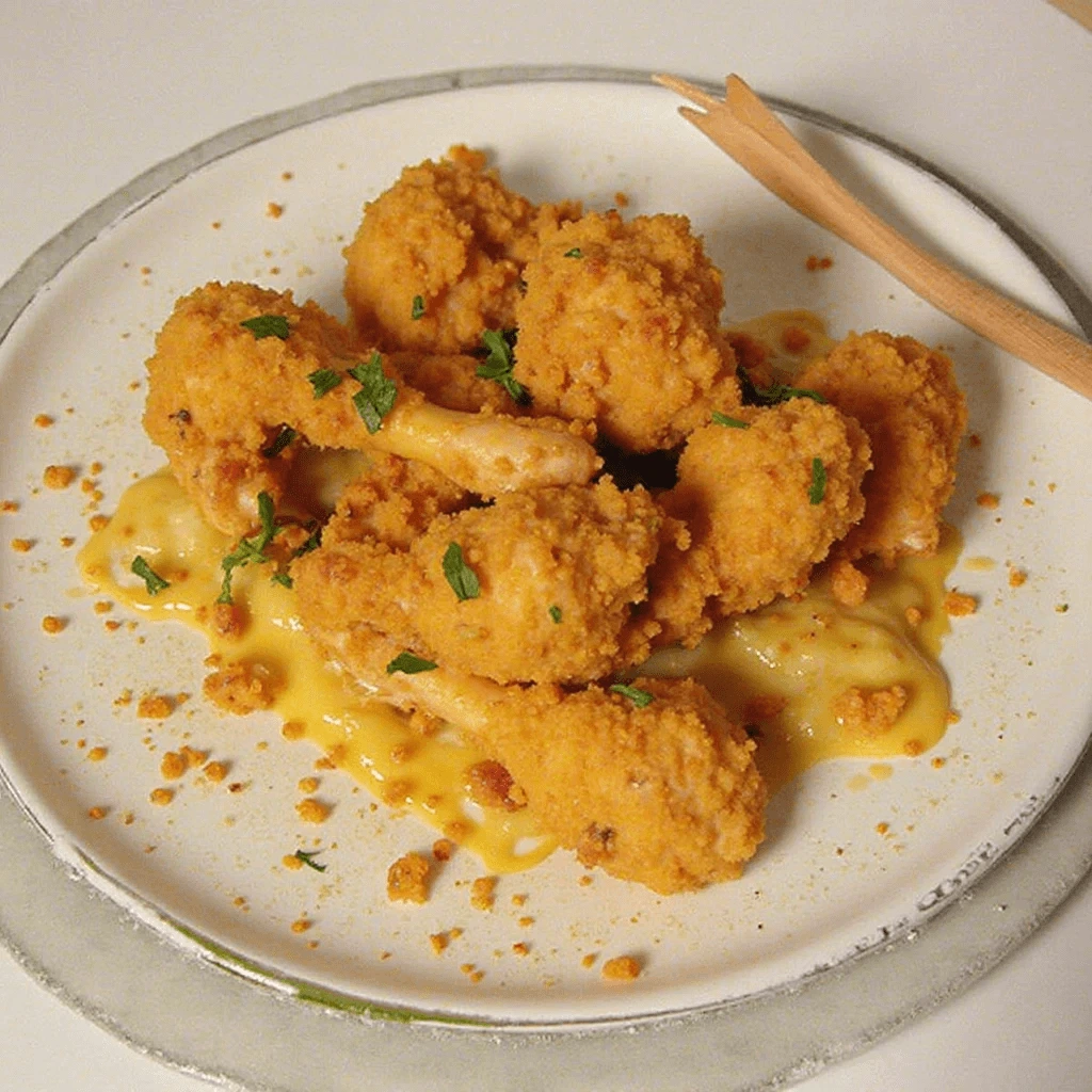 Chicken Crack served with honey mustard and BBQ dipping sauces