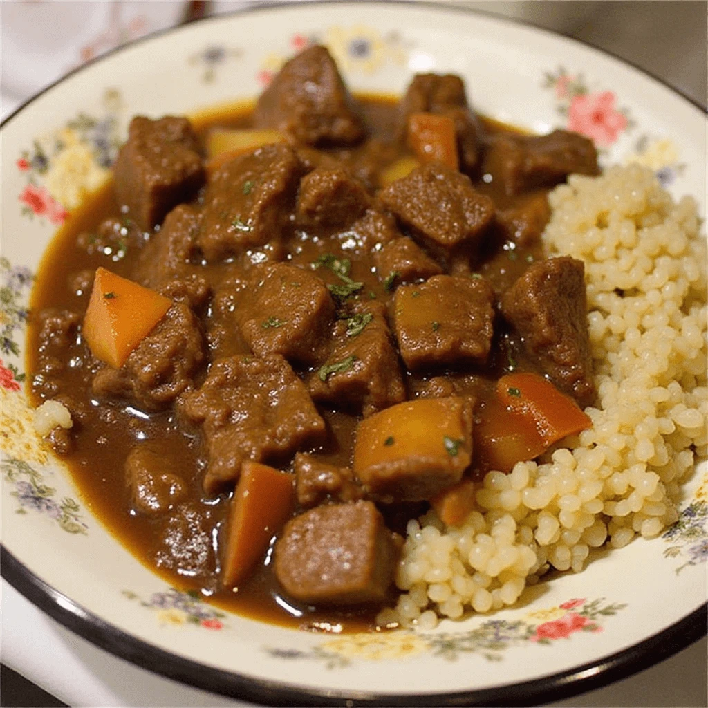 Step-by-step cooking process of Beef Pares recipe in a pot