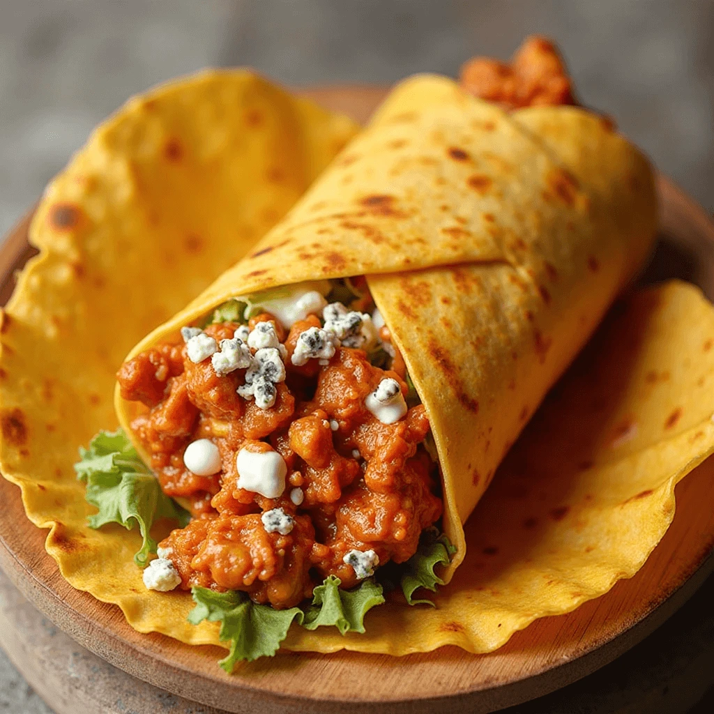 Buffalo chicken wrap recipe with fries and dipping sauce