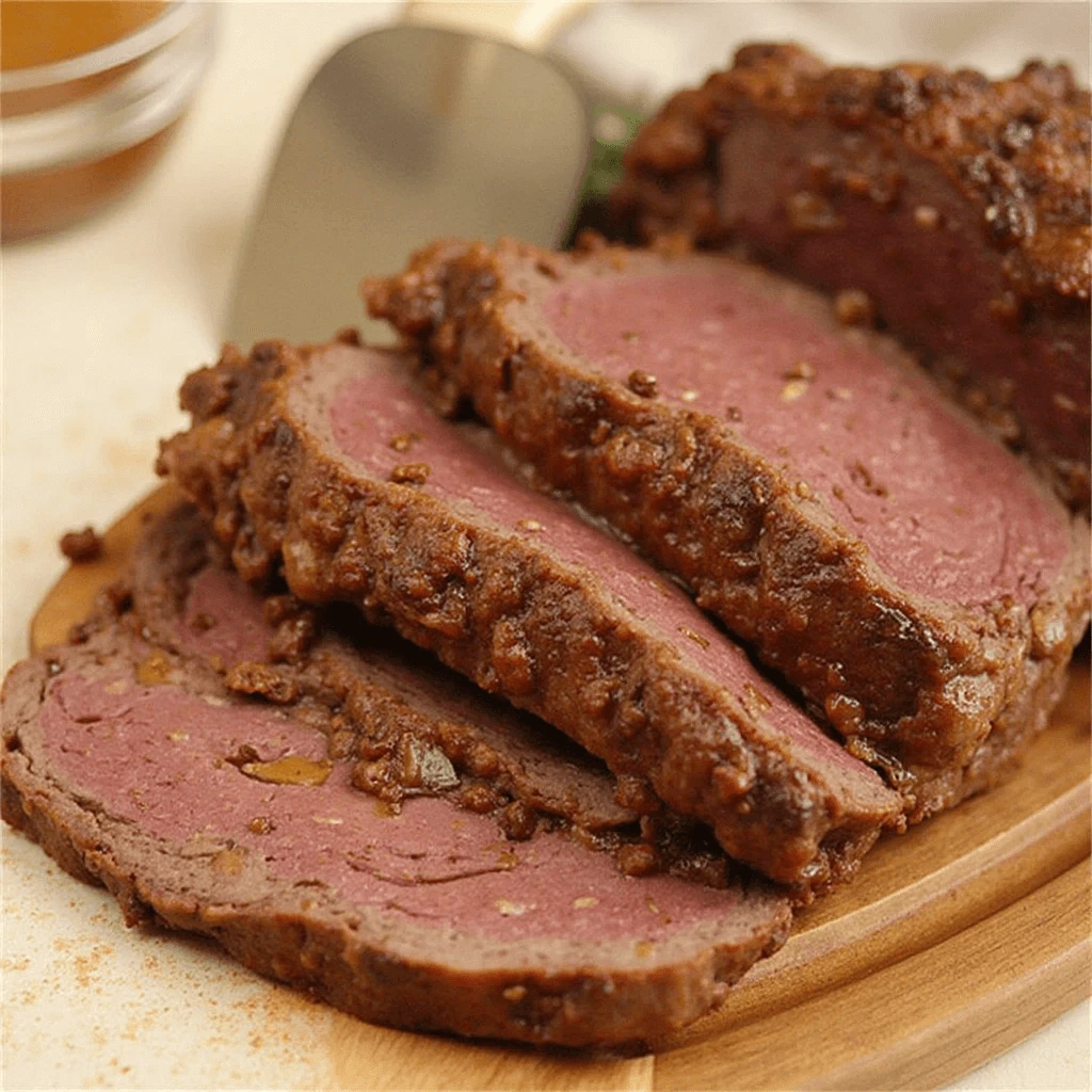Raw beef arm roast recipe seasoned with herbs and spices ready for cooking