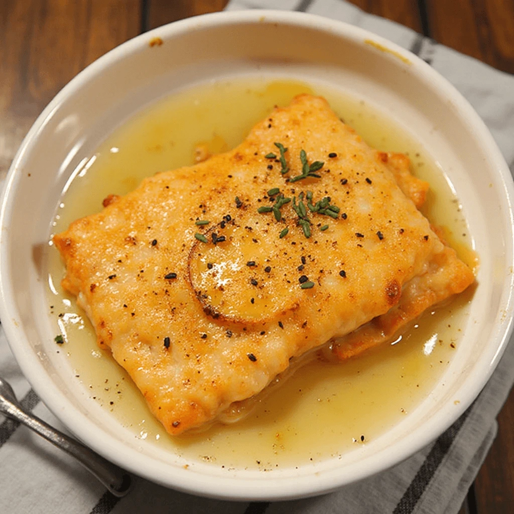Baked fish fillet served with roasted vegetables on a white plate