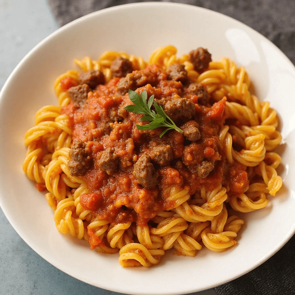 Creamy Beef Pasta with Rich Tomato Sauce