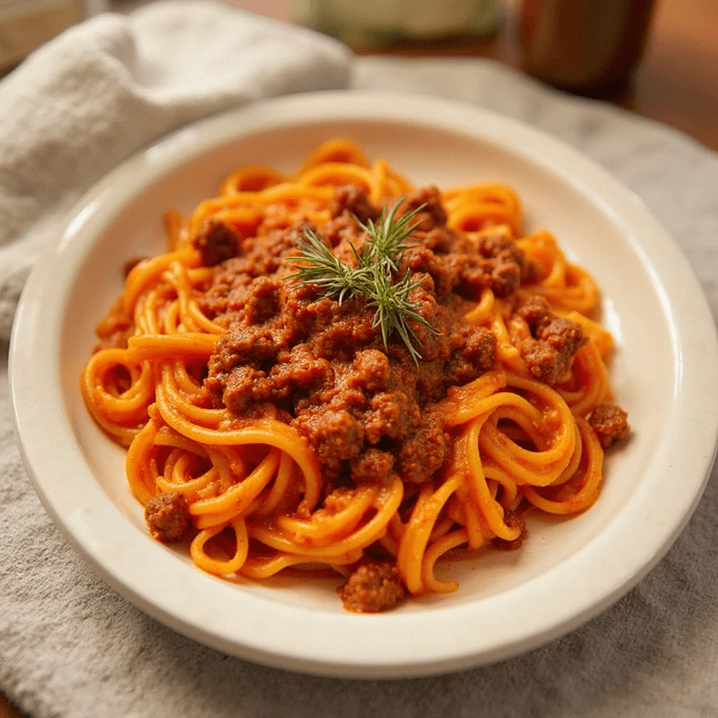 One-Pot Beef Pasta Ready to Serve