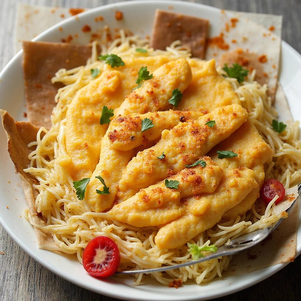 Chicken breakfast recipes – burrito with scrambled eggs, shredded chicken, and cheese wrapped in a tortilla.