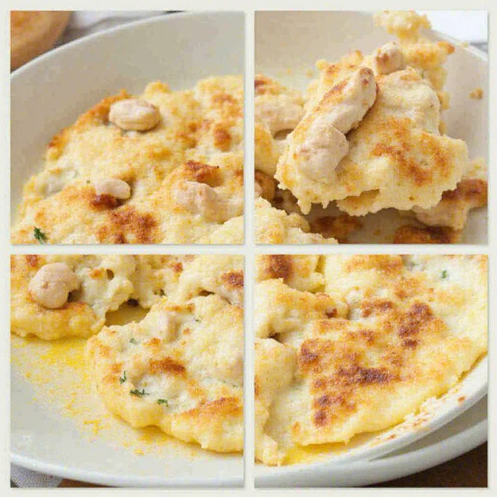 Chicken breakfast recipes – fluffy omelet stuffed with spinach, diced chicken, and melted cheese.