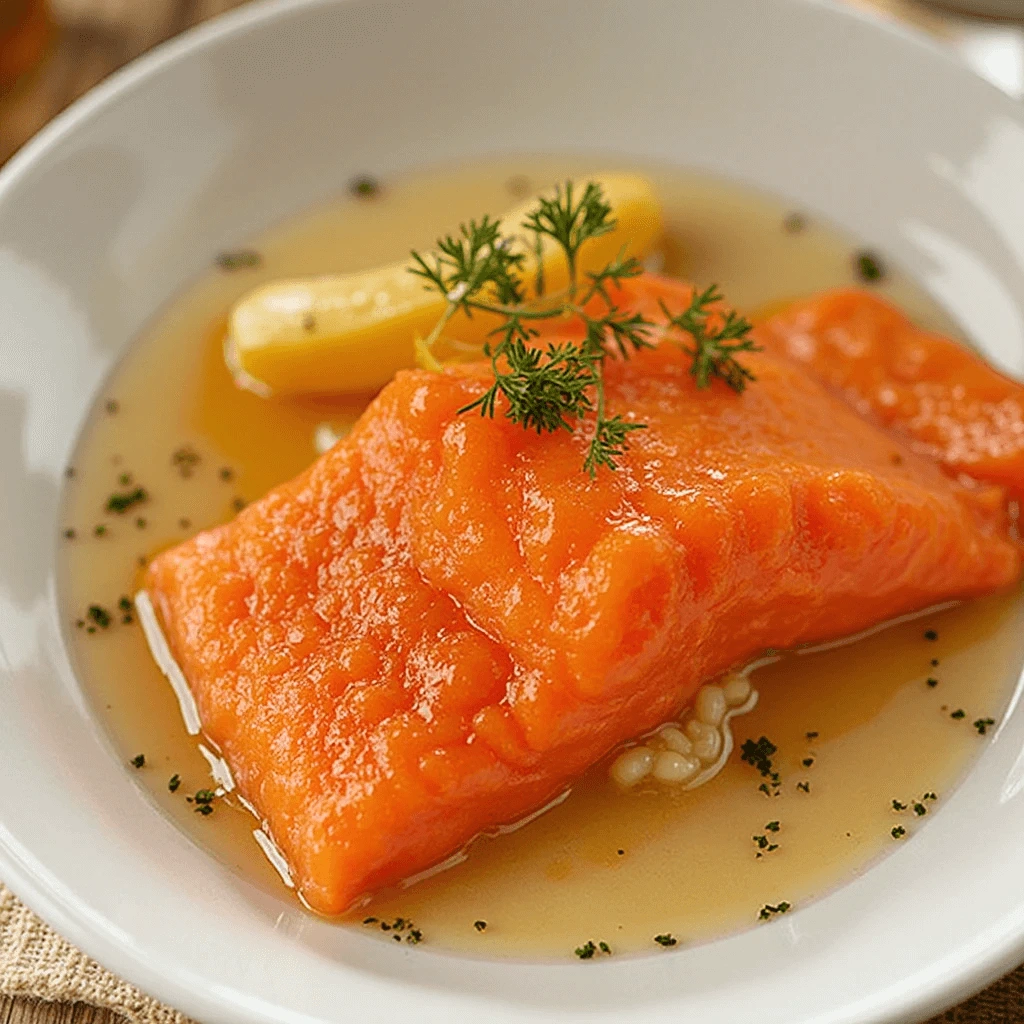 Salmon fillets sizzling in a skillet with golden honey glaze and garlic